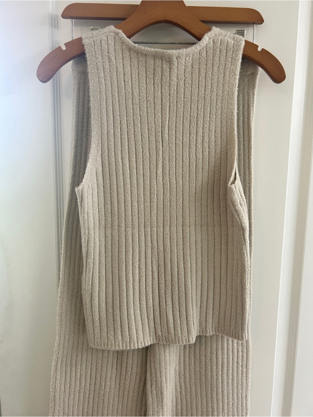 Rachel Zoe Ribbed Knit Tank & Pants Set — Beige - M - Picture 3 of 7